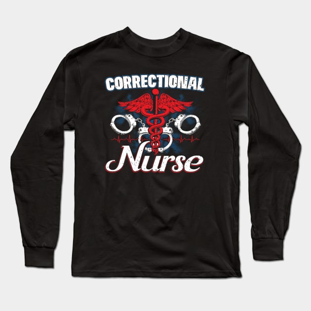 Correction Officers Nursing Thin Silver Line Long Sleeve T-Shirt by stockwell315designs